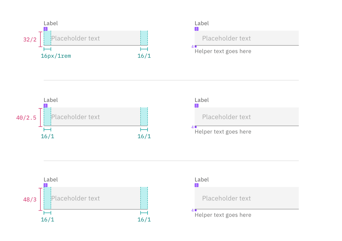 Structure and spacing measurements for text input